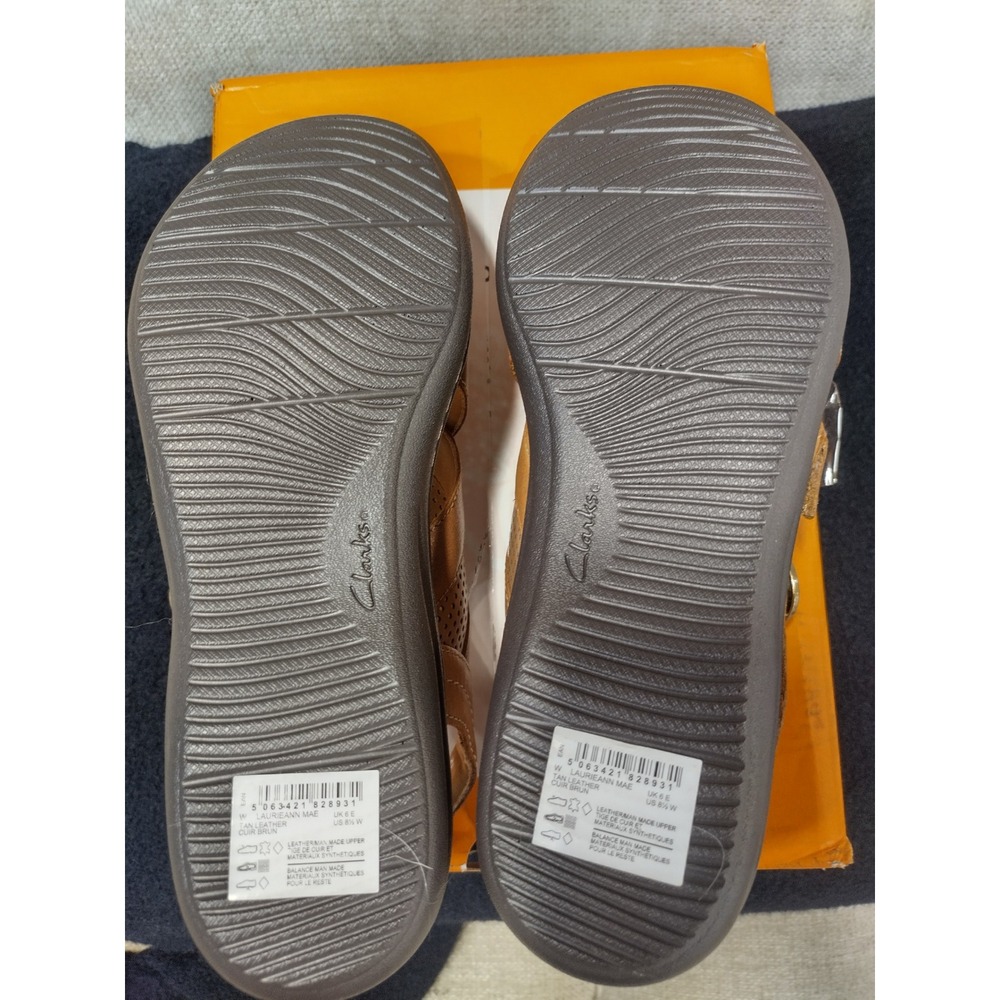 Clarks Collection Laurieann Mae Tan Leather Strappy Sandals Womens 8.5 W Wide - Picture 5 of 6